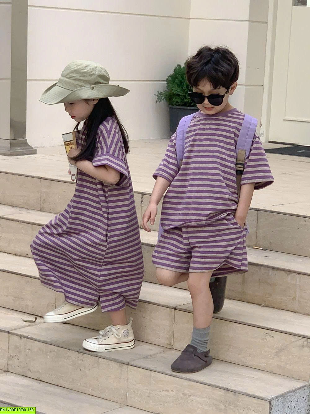 SET ĐỒ ĐÔI  TÍM KẺ NGANG
