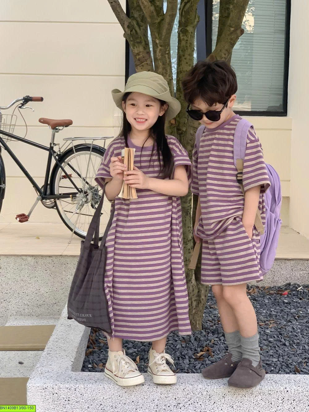 SET ĐỒ ĐÔI  TÍM KẺ NGANG