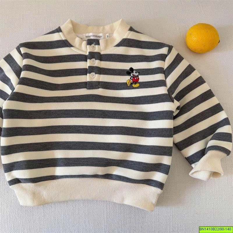 ÁO NỈ KẺ NGANG MICKEY LÓT LÔNG MÙA ĐÔNG MMY