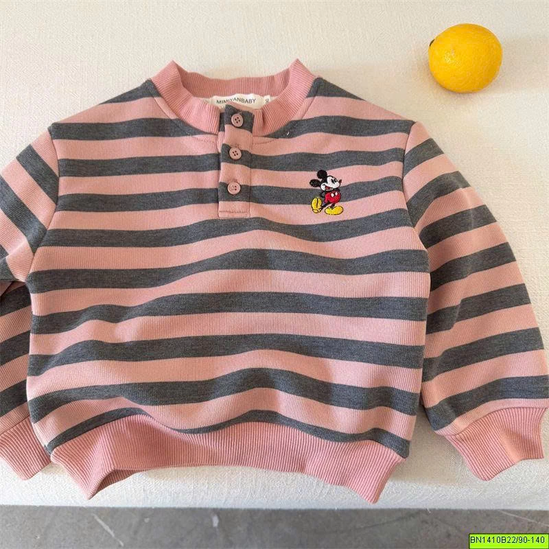 ÁO NỈ KẺ NGANG MICKEY LÓT LÔNG MÙA ĐÔNG MMY