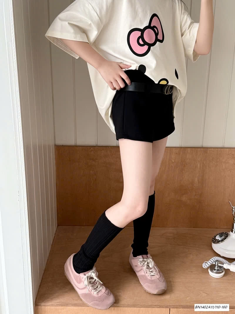 ÁO THUN KITTY MIX SHORT ĐEN