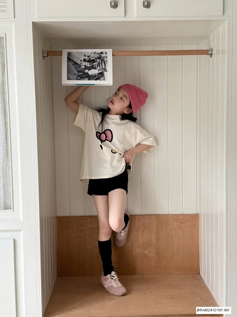 ÁO THUN KITTY MIX SHORT ĐEN