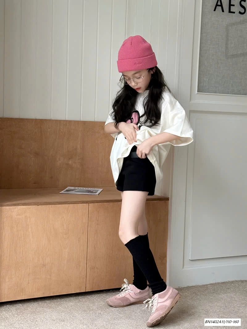 ÁO THUN KITTY MIX SHORT ĐEN