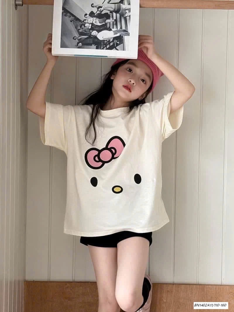 ÁO THUN KITTY MIX SHORT ĐEN