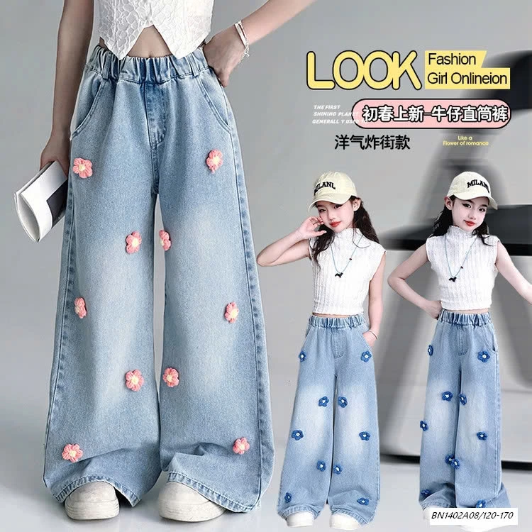 JEANS SUÔNG GẮN HOA SZ ĐẠI