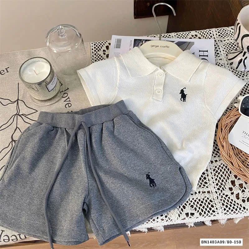 SÉT POLO SHORT COTTON THÊU LOGO