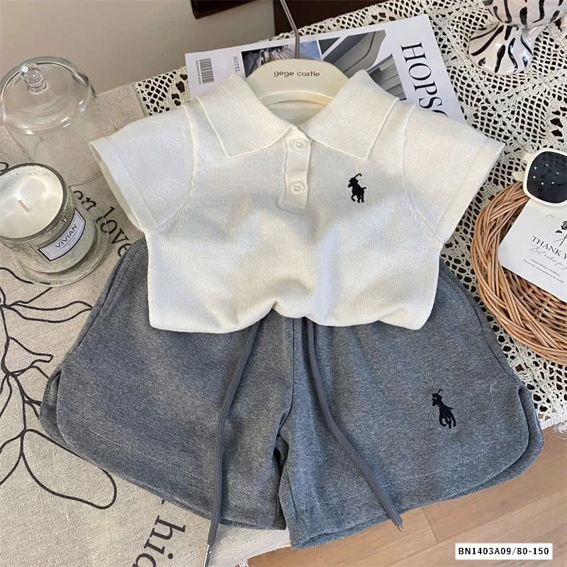 SÉT POLO SHORT COTTON THÊU LOGO