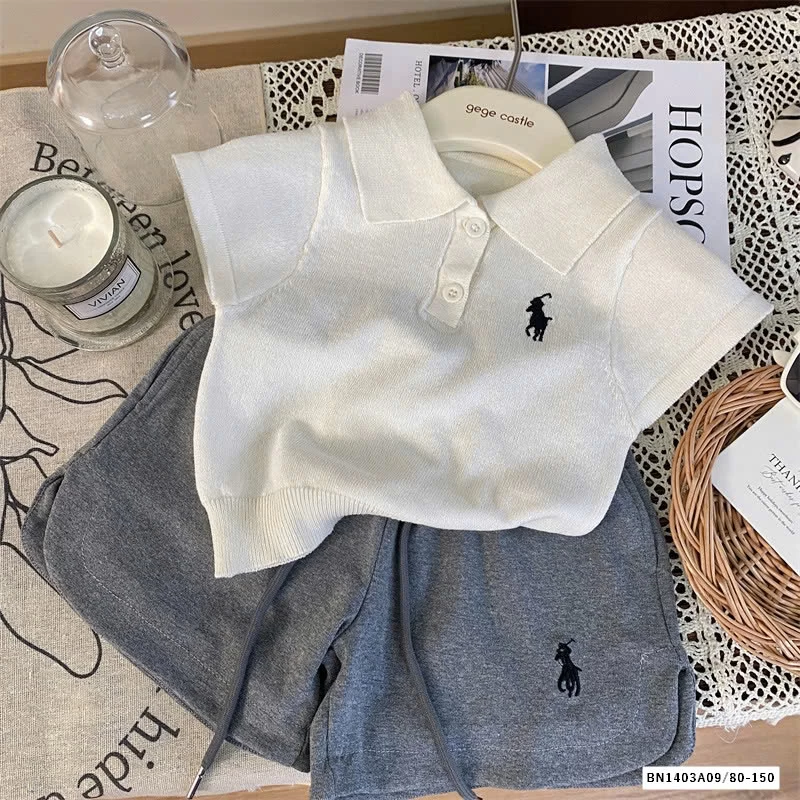SÉT POLO SHORT COTTON THÊU LOGO