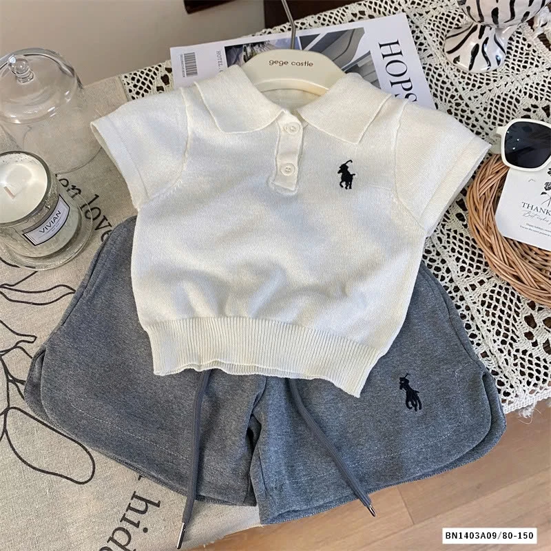 SÉT POLO SHORT COTTON THÊU LOGO