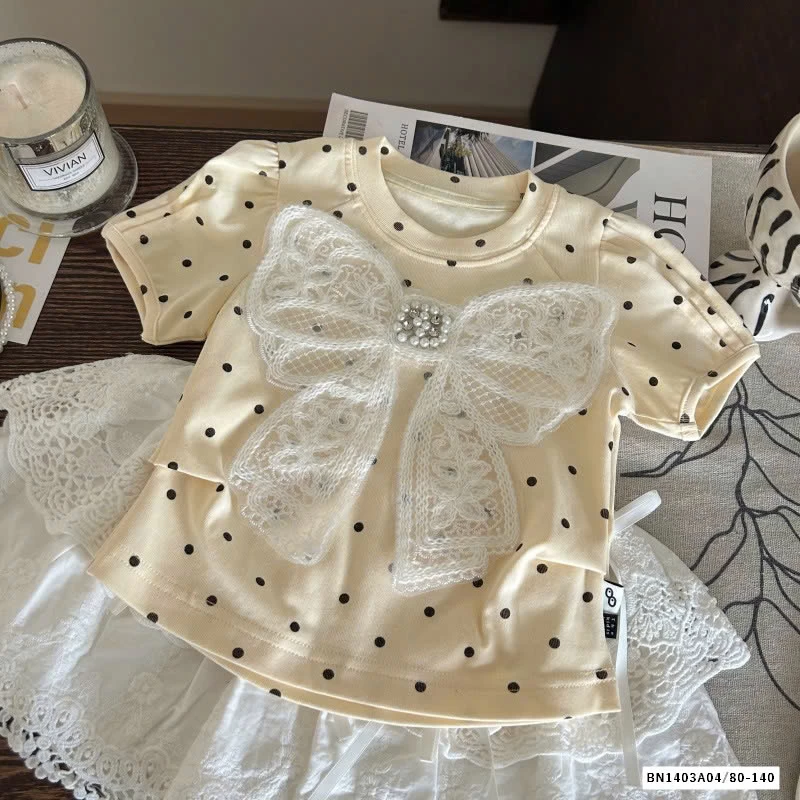 ÁO VÀNG NƠ MIX QUẦN VÁY TRẮNG