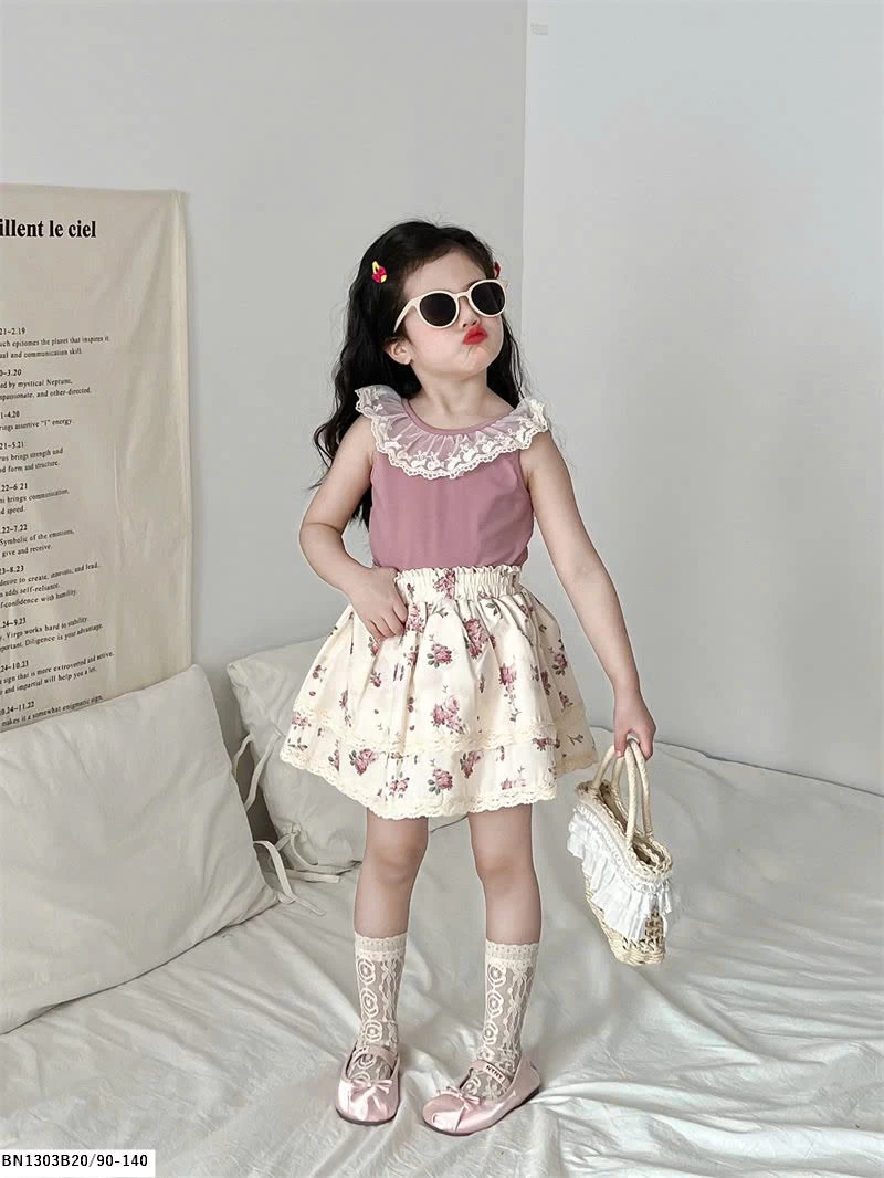 SÉT ÁO SÁT NÁCH MIX QUẦN VÁY HOA