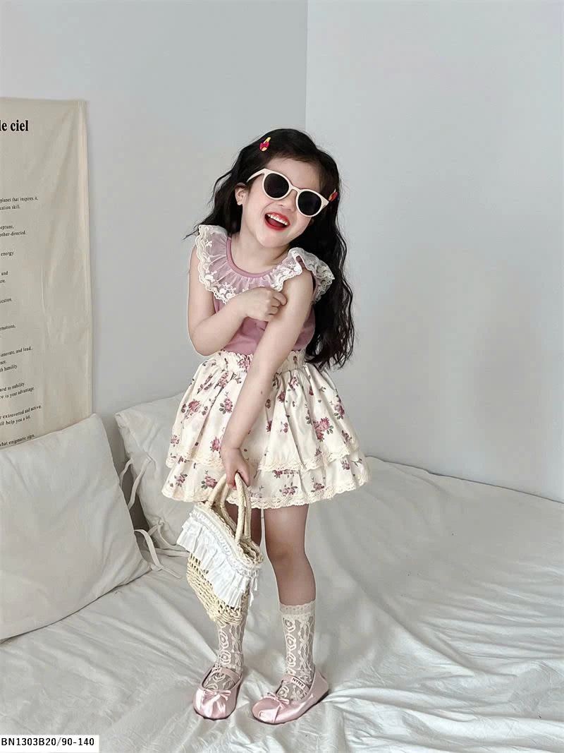 SÉT ÁO SÁT NÁCH MIX QUẦN VÁY HOA