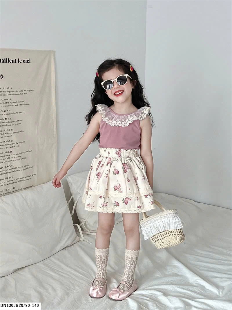 SÉT ÁO SÁT NÁCH MIX QUẦN VÁY HOA