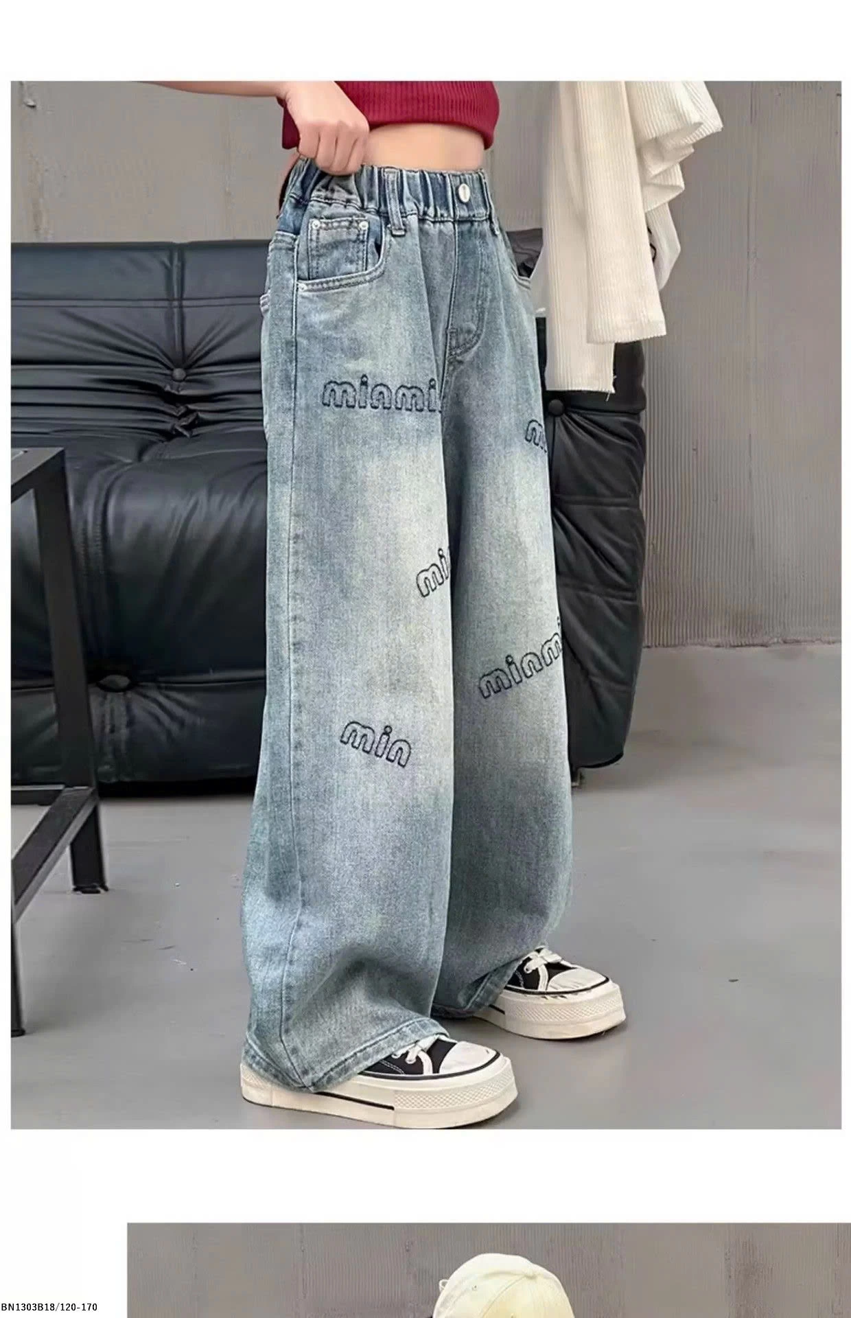 QUẦN JEAN SUÔNG CHỮ MINMIN