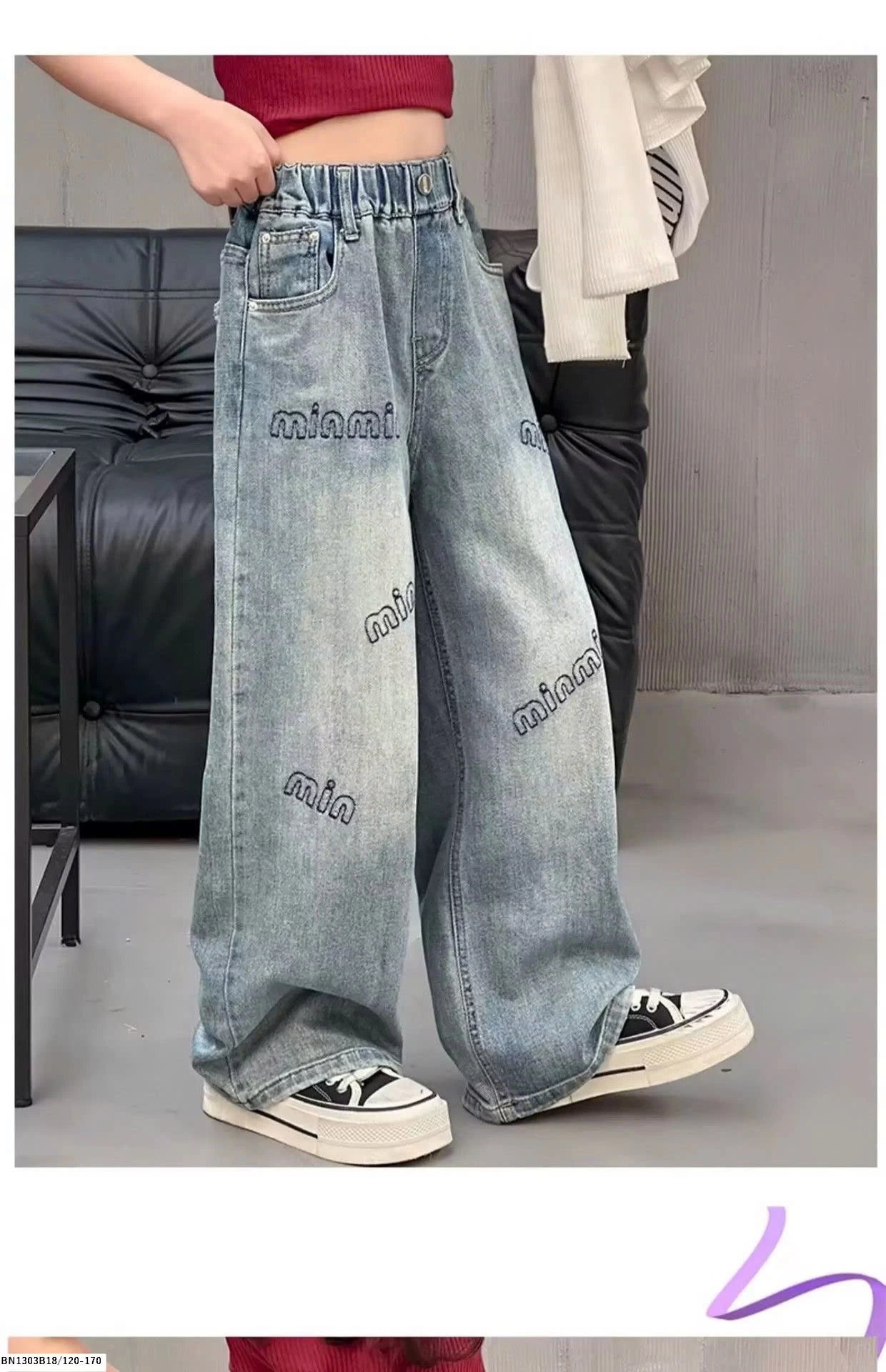 QUẦN JEAN SUÔNG CHỮ MINMIN
