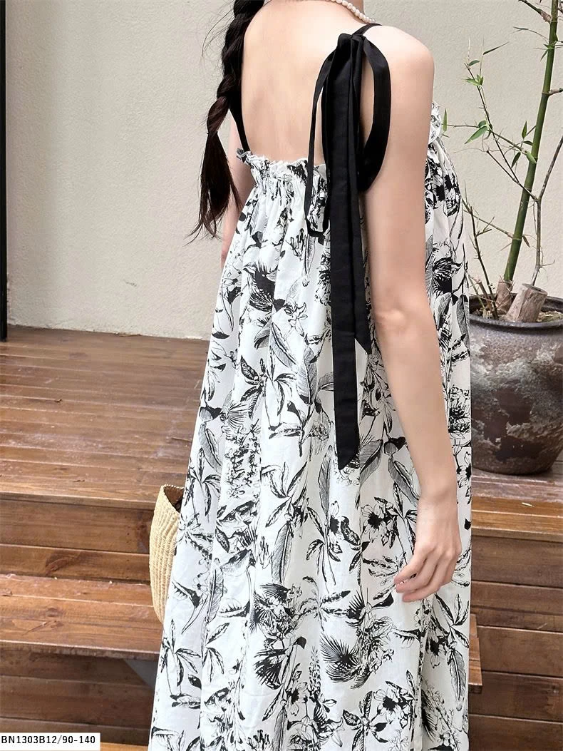 ĐẦM 2 DÂY HỌA TIẾT HOA LÁ