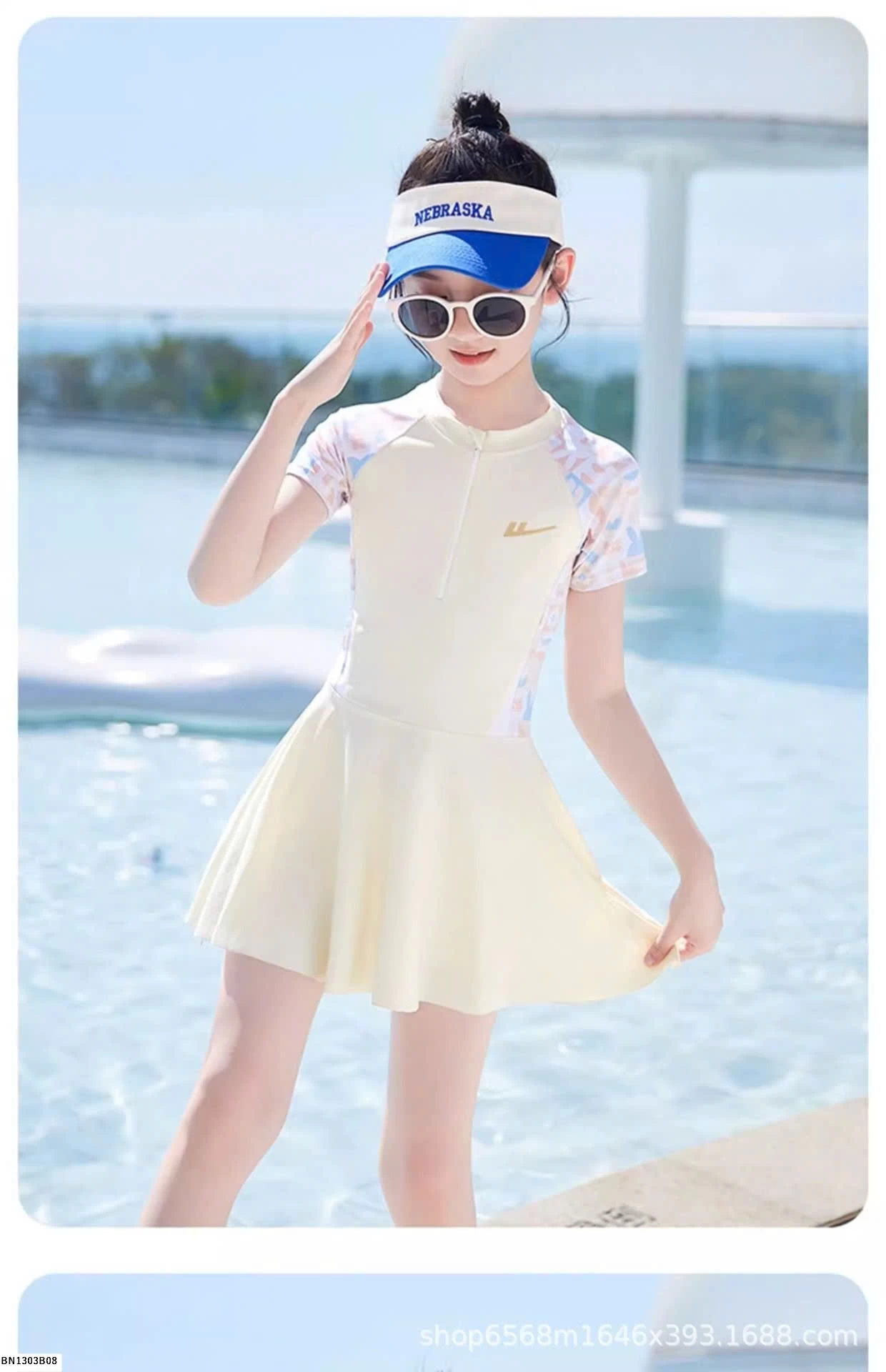 VÁY BƠI TRẮNG KEM BÉ GÁI