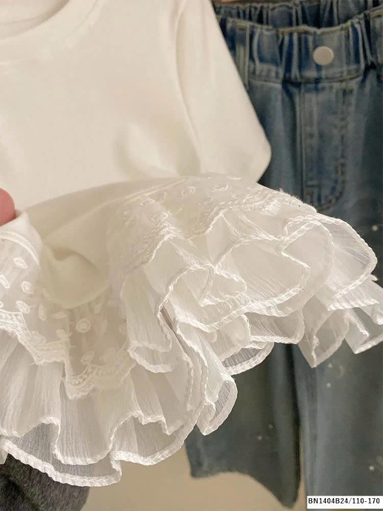 SÉT ÁO PHÔNG PHỐI REN  MIX QUẦN JEAN NƠ