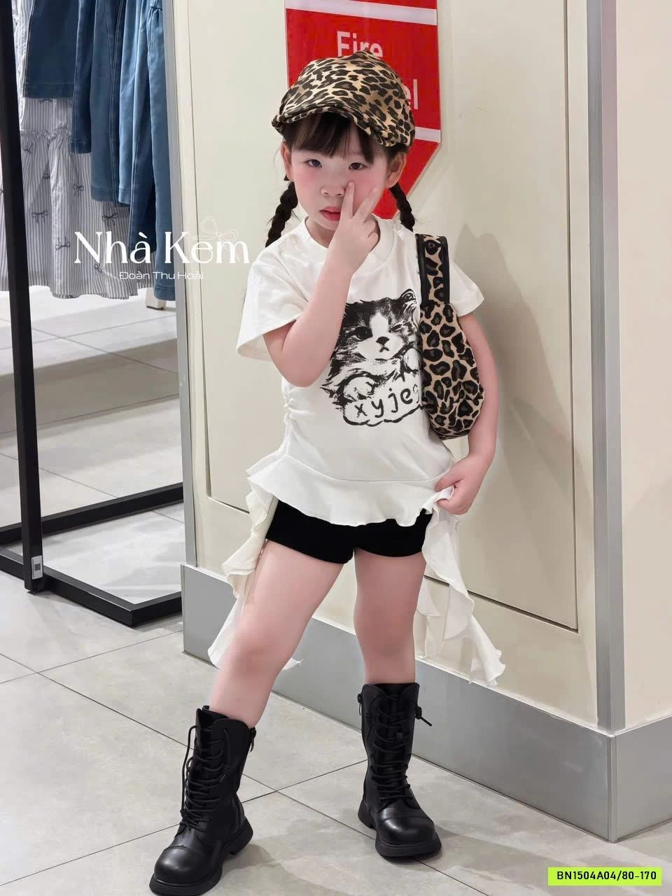 ÁO CỘC TAY HOẠ TIẾT MÈO CUTE