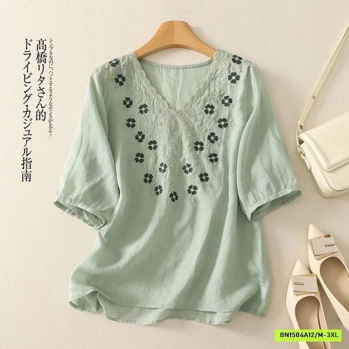 ÁO ĐŨI LINEN THÊU