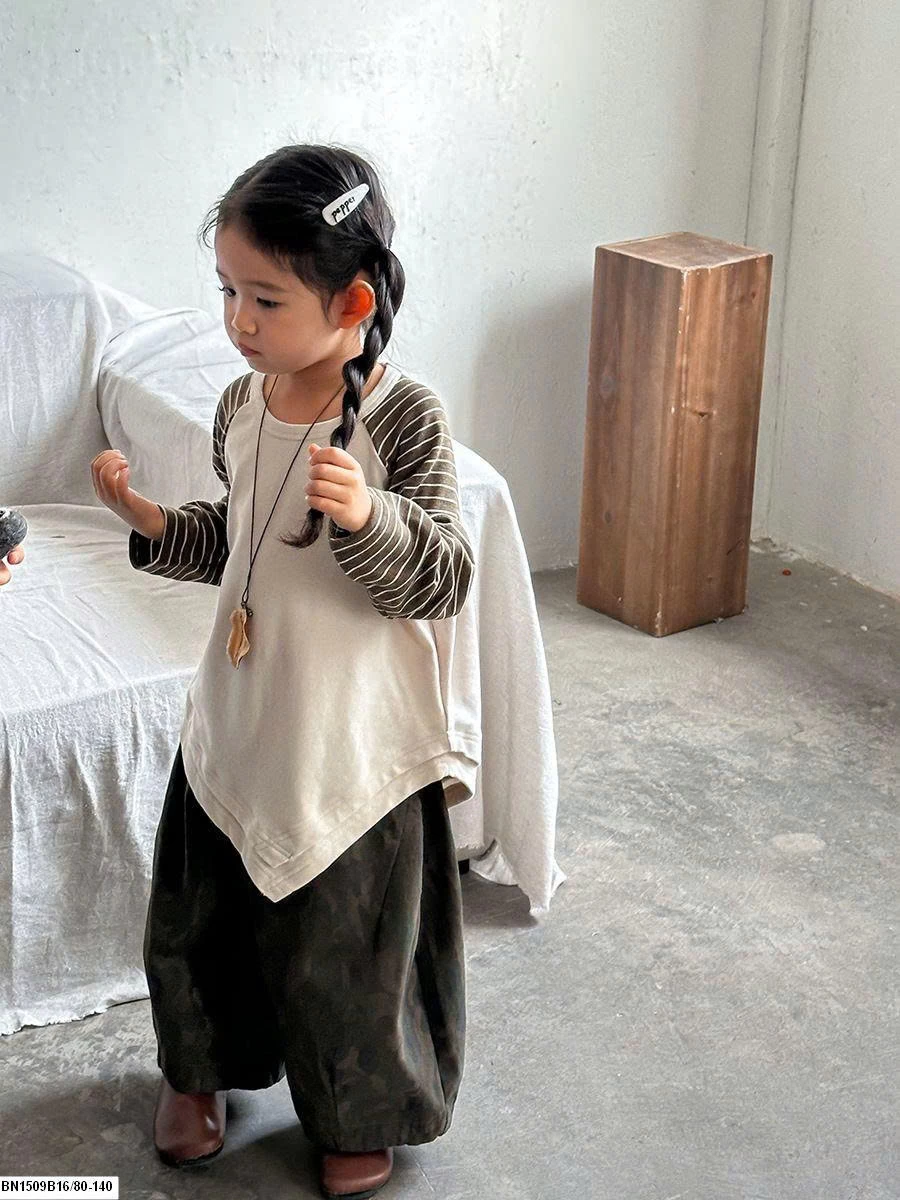 ÁO DÀI TAY PHỐI KẺ VẠT CHÉO