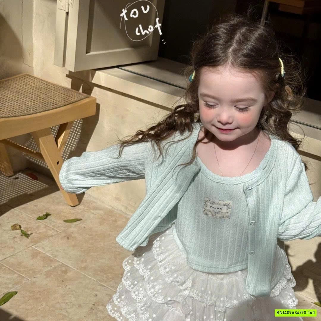 CARDIGAN XANH MIX CV VOAN TẦNG