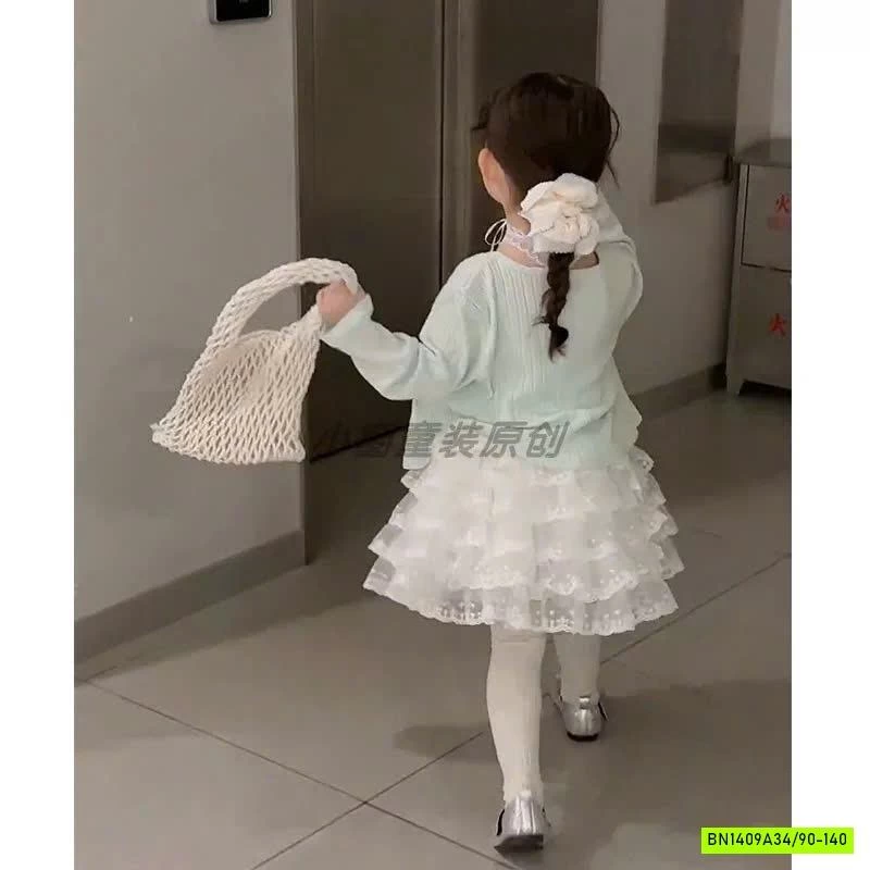 CARDIGAN XANH MIX CV VOAN TẦNG