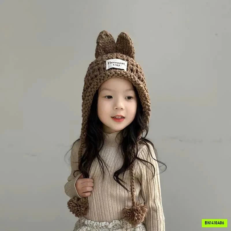 MŨ LEN TAI THỎ ĐÁNG YÊU CHO BÉ
