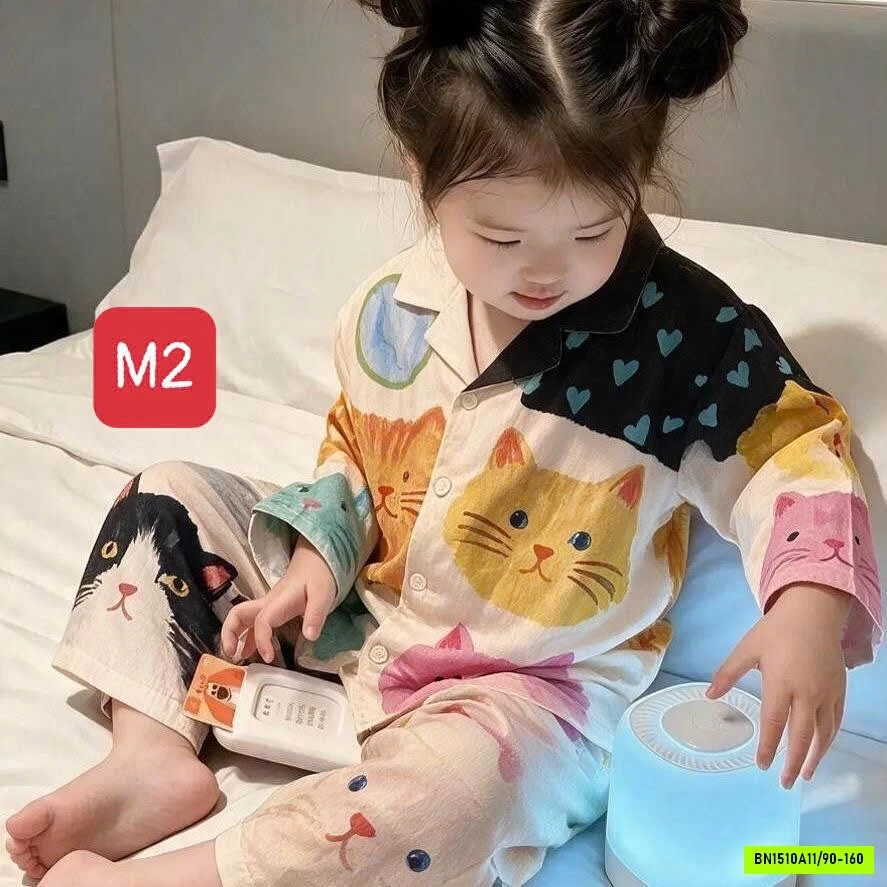 BỘ PIJAMA MẶC NHÀ DÀI TAY CHO BÉ GÁI