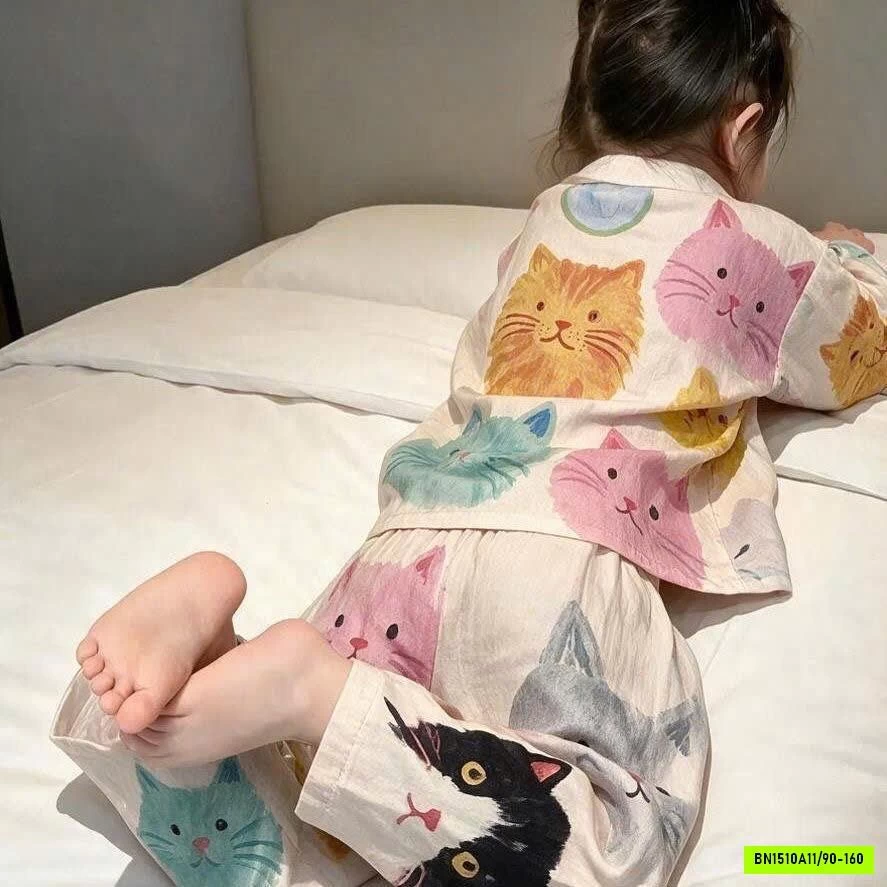 BỘ PIJAMA MẶC NHÀ DÀI TAY CHO BÉ GÁI