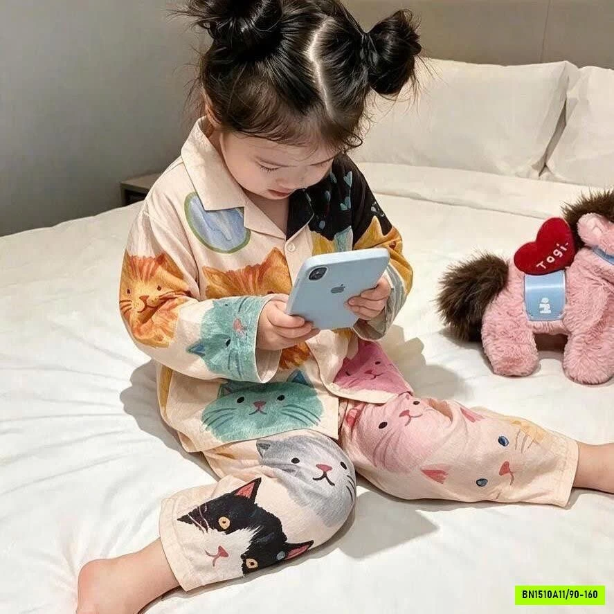 BỘ PIJAMA MẶC NHÀ DÀI TAY CHO BÉ GÁI