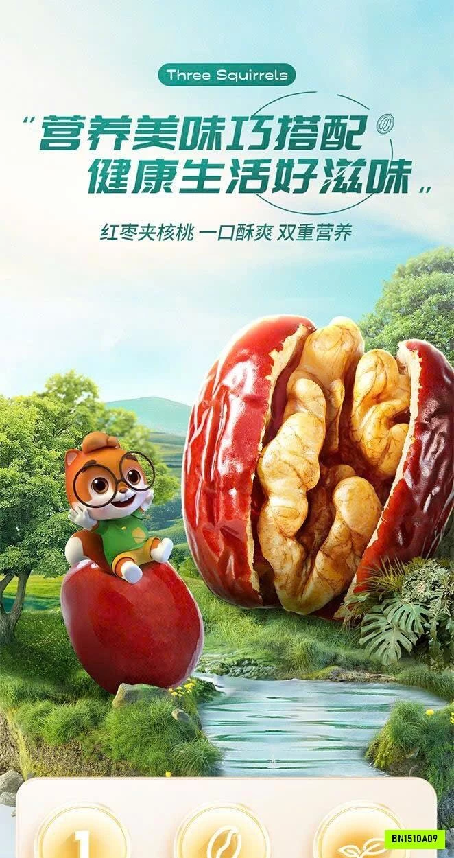TÁO ĐỎ NHỒI QUẢ ÓC CHÓ THREE SQUIRRELS 400G