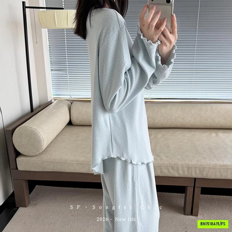 BỘ NGỦ COTTON LỖ CHẤM BI SONGFEI