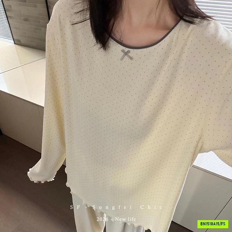 BỘ NGỦ COTTON LỖ CHẤM BI SONGFEI