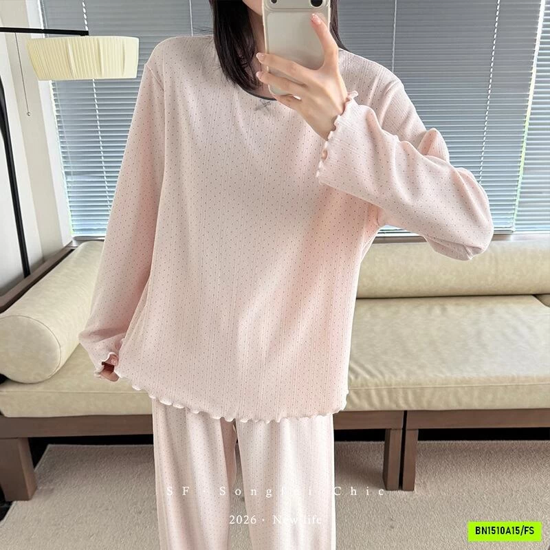BỘ NGỦ COTTON LỖ CHẤM BI SONGFEI