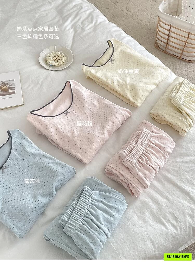 BỘ NGỦ COTTON LỖ CHẤM BI SONGFEI