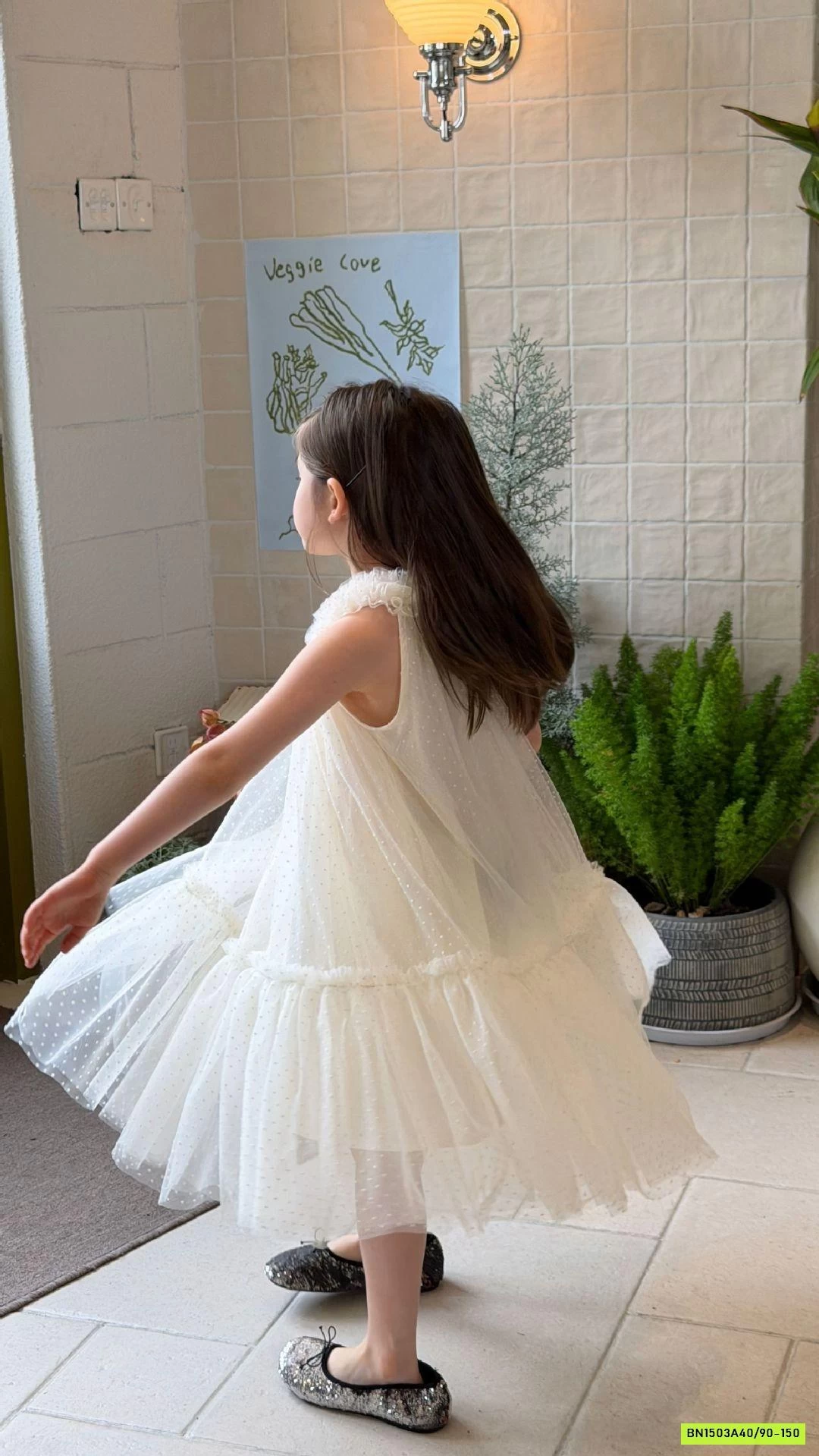 ĐẦM VOAN CỔ YẾM CHẤM BI BỒNG BỀNH