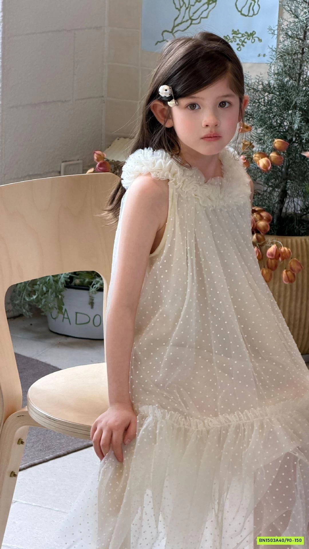 ĐẦM VOAN CỔ YẾM CHẤM BI BỒNG BỀNH