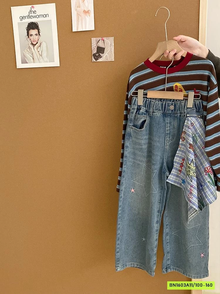 JEANS SUÔNG NGÔI SAO KÈM KHĂN CÁ TÍNH