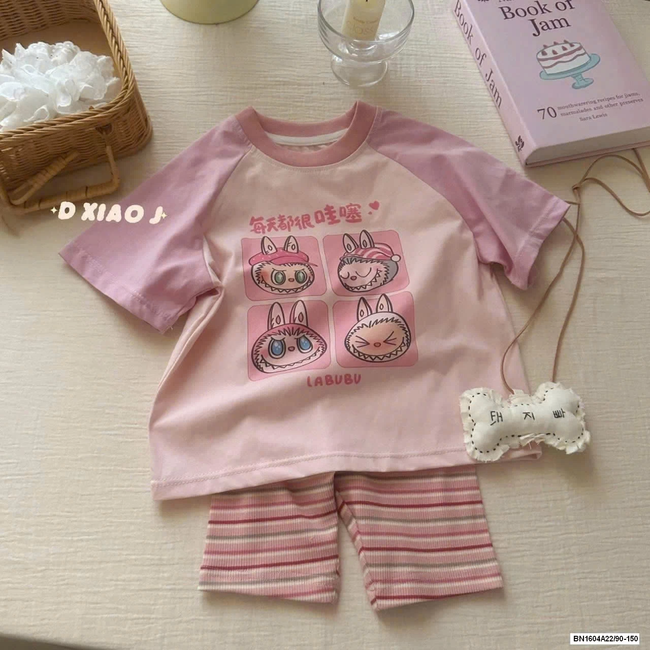 ÁO THUN LABUBU MIX LEGGING KẺ