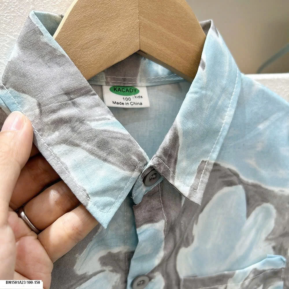 SÉT SƠ MI CỘC TAY HOA LÁ ĐI BIỂN