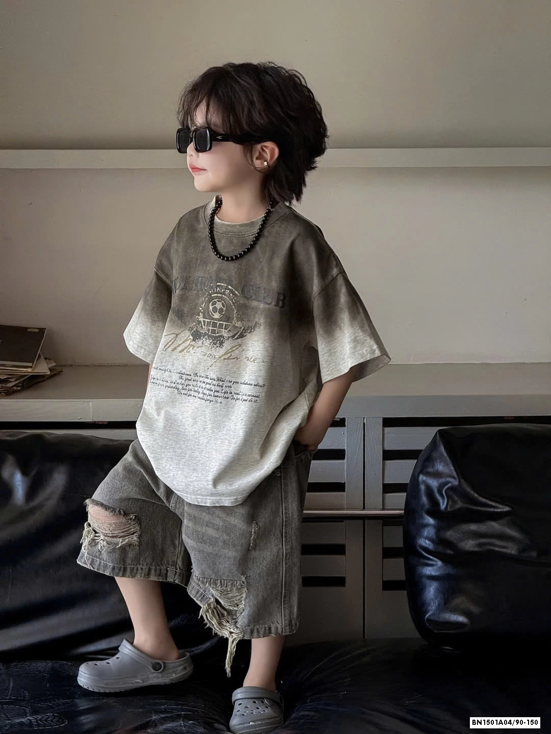 ÁO THUN LOANG MIX JEANS RÁCH