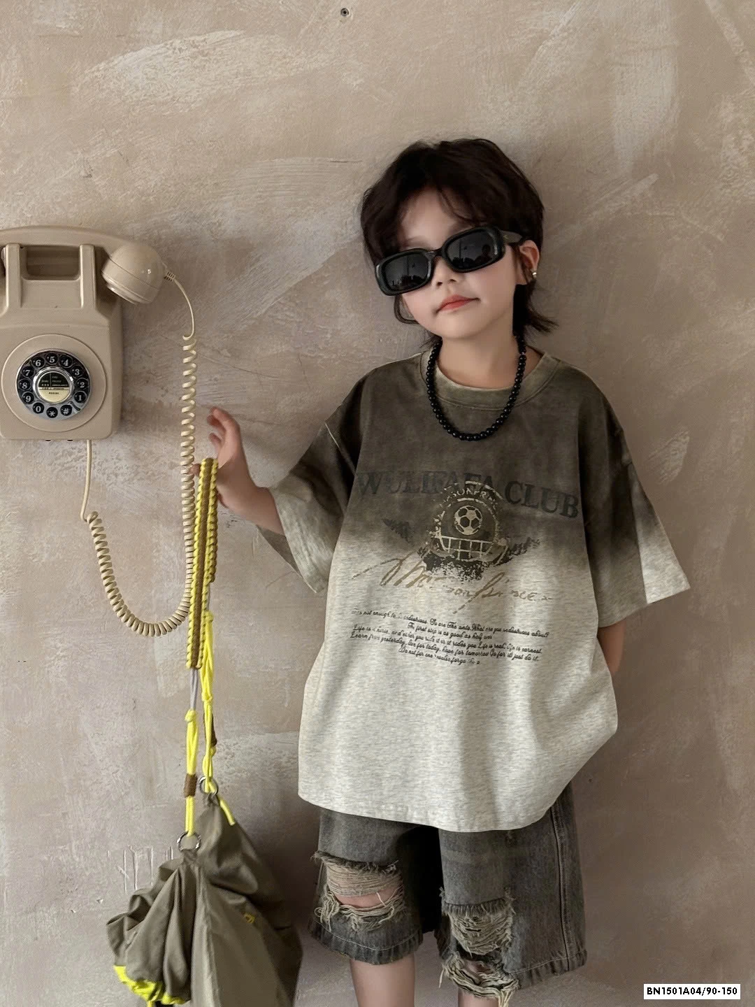 ÁO THUN LOANG MIX JEANS RÁCH