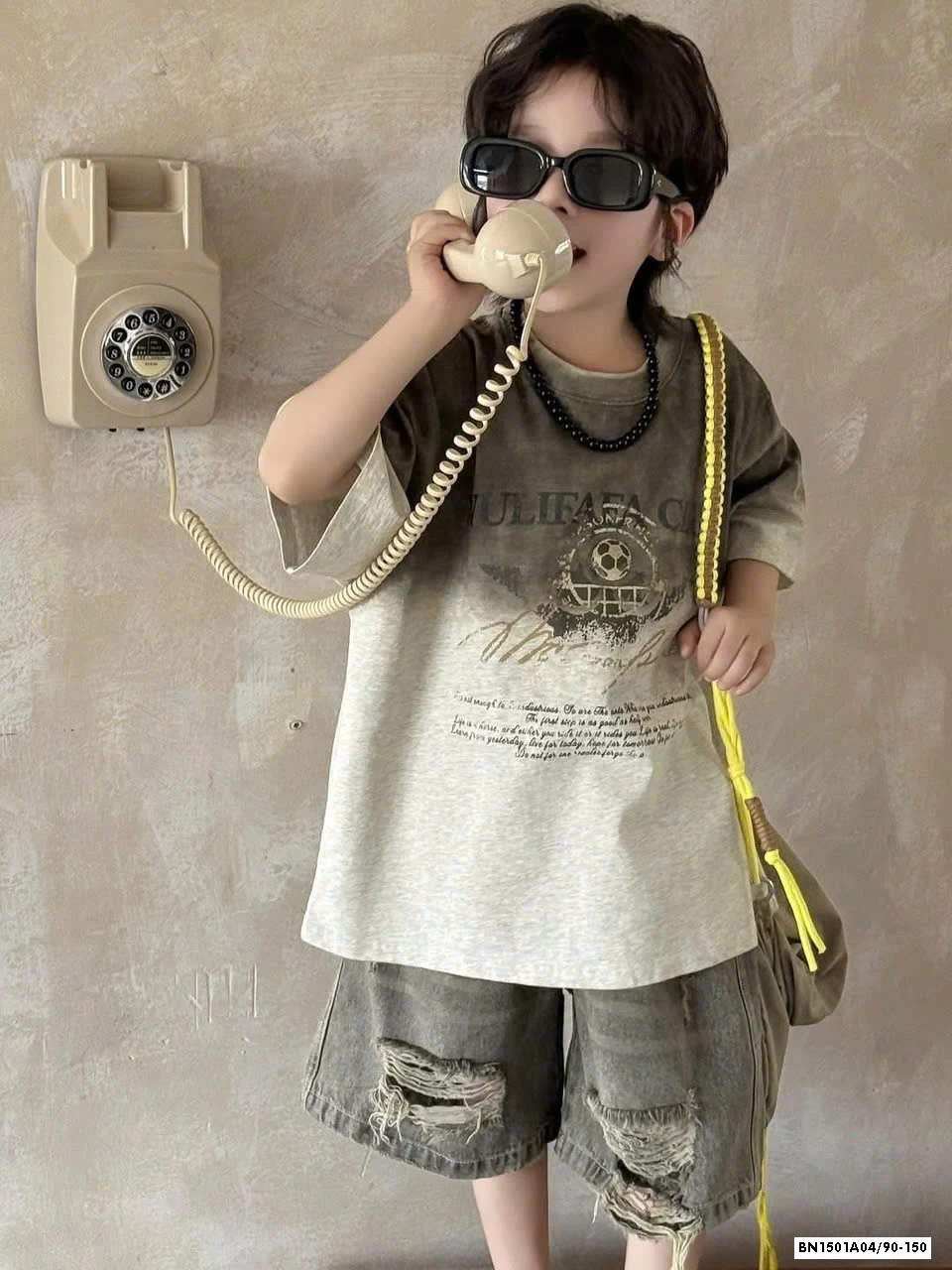 ÁO THUN LOANG MIX JEANS RÁCH