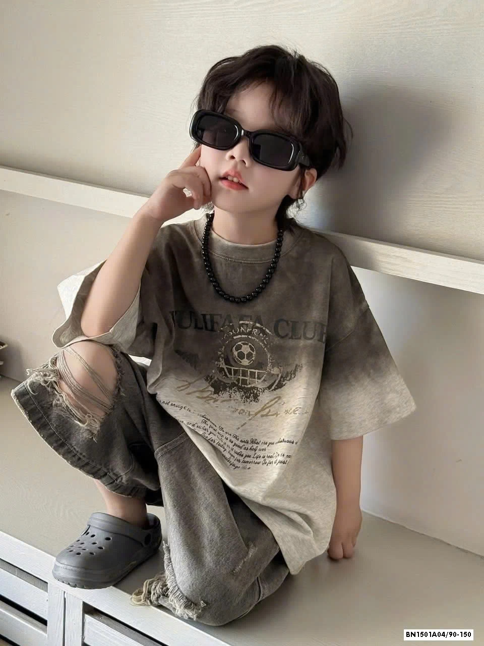 ÁO THUN LOANG MIX JEANS RÁCH