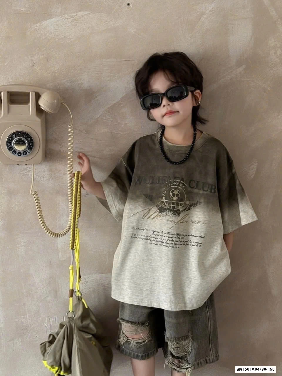 ÁO THUN LOANG MIX JEANS RÁCH