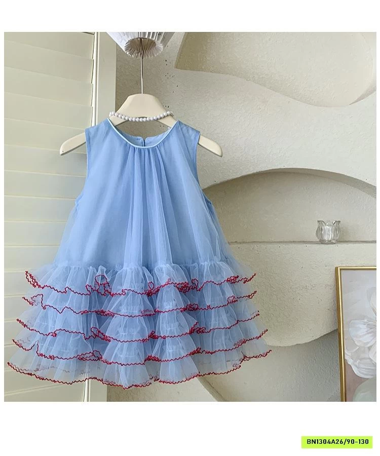 ĐẦM VOAN XANH PHỐI VIỀN BLUETOWN