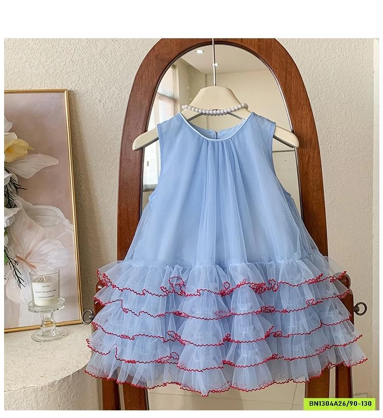 ĐẦM VOAN XANH PHỐI VIỀN BLUETOWN