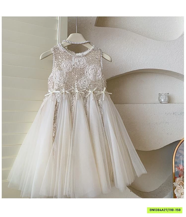 ĐẦM CÔNG CHÚA GẮN HOA 3D BLUETOWN