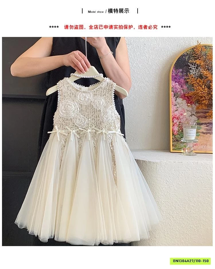 ĐẦM CÔNG CHÚA GẮN HOA 3D BLUETOWN